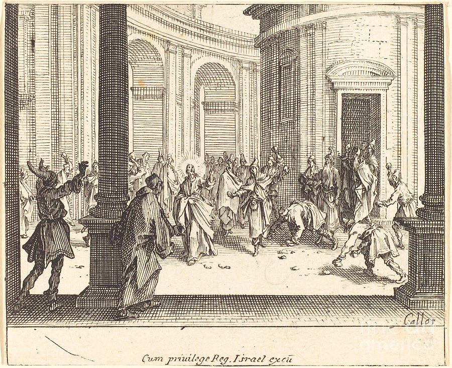 Christ And The Woman Taken In Adultery Drawing by Jacques Callot | Fine ...