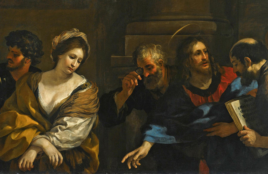 Pietro Da Cortona Painting - Christ and the Woman taken in Adultery by Pietro da Cortona