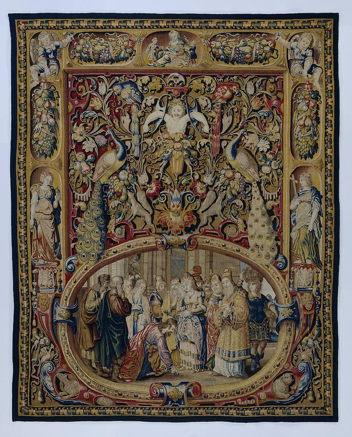 Textile tapestry Christ and the woman taken in adultery Tapestry - Textile by Vintage Collectables