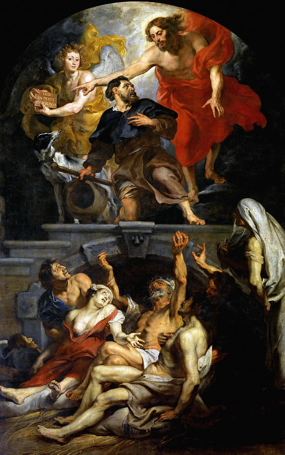 Christ appointing Saint Roch as patron saint of plague victims  Painting by Peter Paul Rubens