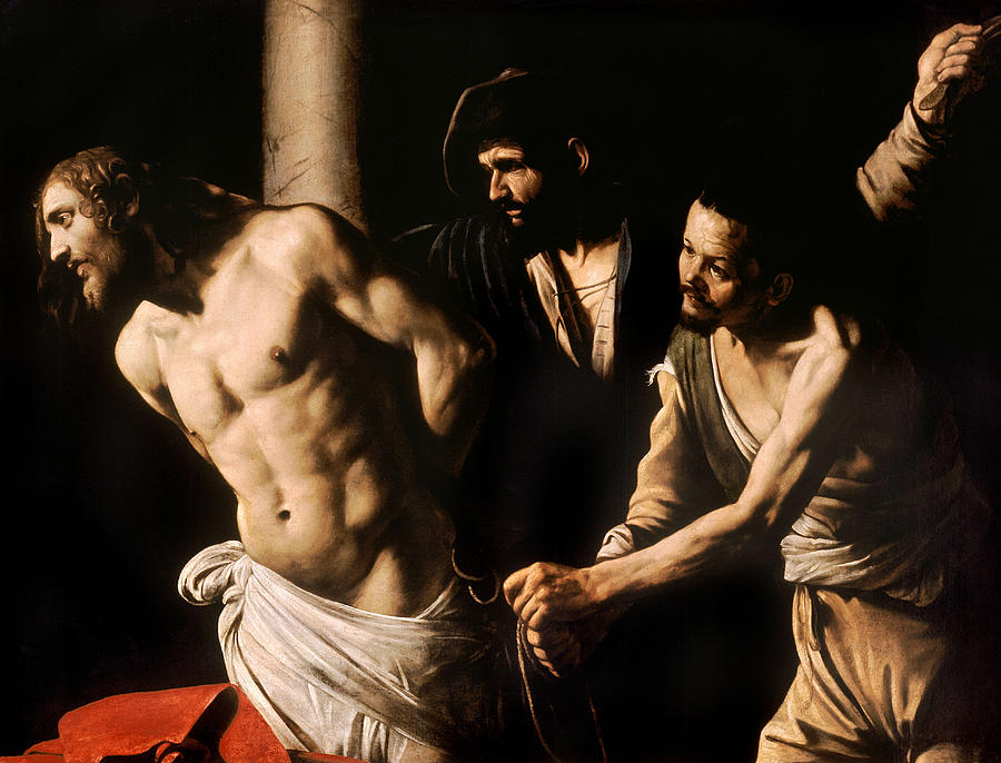 Christ at the Column Painting by Caravaggio