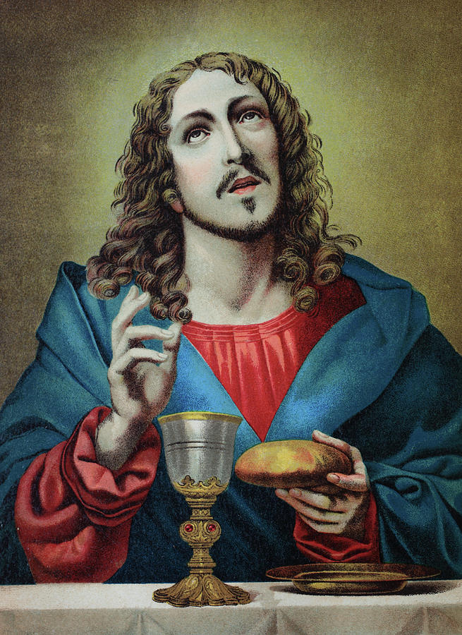 Christ at the last supper, chromolithograph from a home bible, 1870 ...