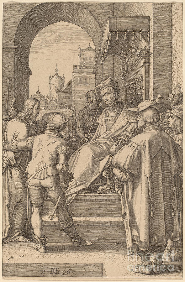 Christ Before Pilate Drawing by Hendrik Goltzius