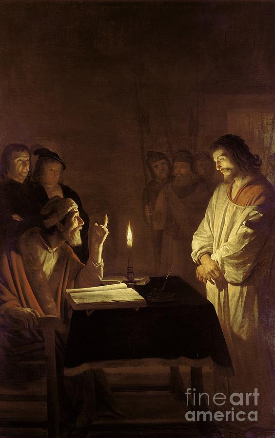 Jesus Christ Painting - Christ before the High Priest by Gerrit van Honthorst