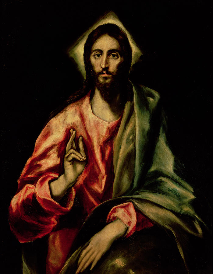 Jesus Christ Painting - Christ Blessing by El Greco