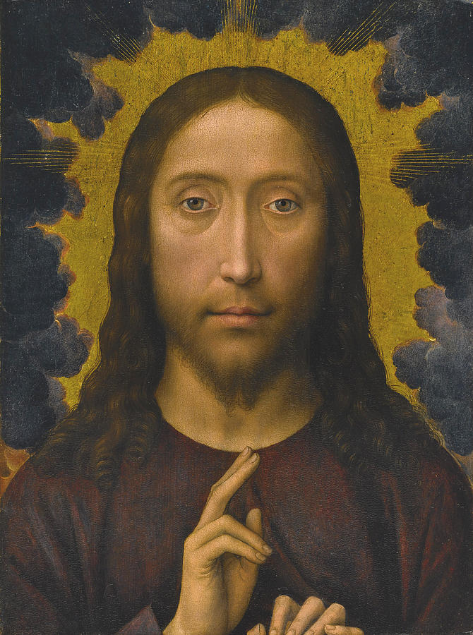 Hans Memling Painting - Christ Blessing by Hans Memling