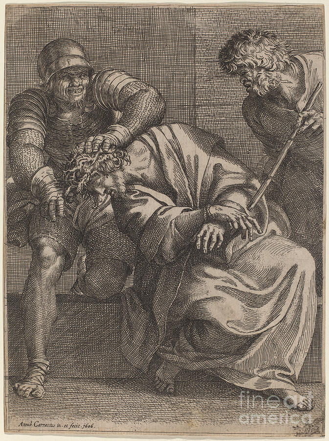Christ Crowned With Thorns Drawing by Annibale Carracci