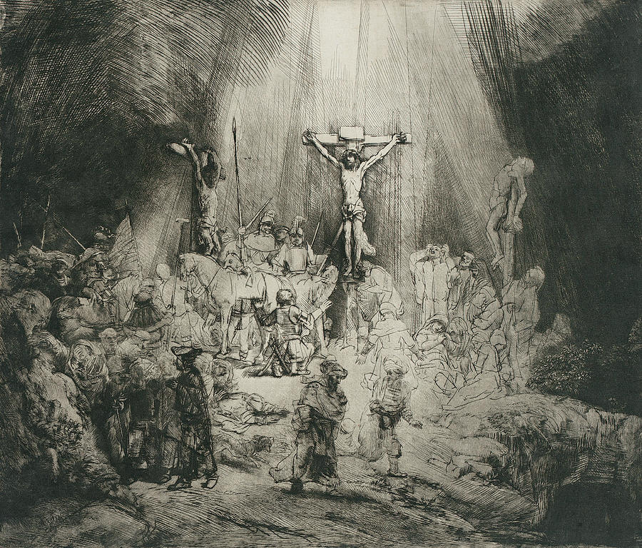 Christ Crucified Between the Two Thieves Relief by Rembrandt