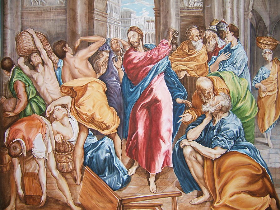 Jesus Christ Painting - Christ  Driving the  Money  Changers  From  The  Temple by Nasko Dimov
