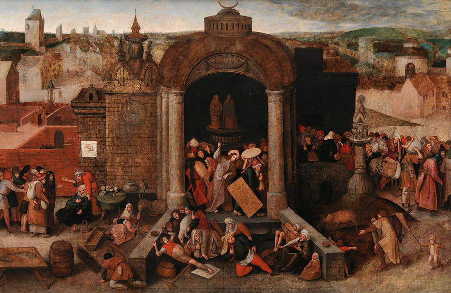 Christ Driving the Traders from the Temple Painting by Pieter Bruegel the Elder