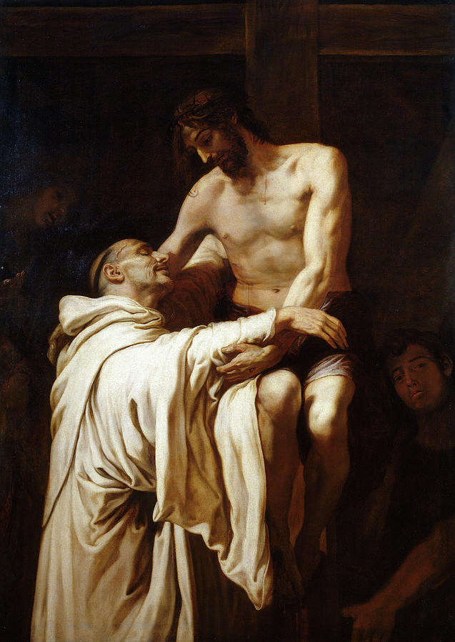 Jesus Christ Painting - Christ embracing Saint Bernard by Francisco Ribalta
