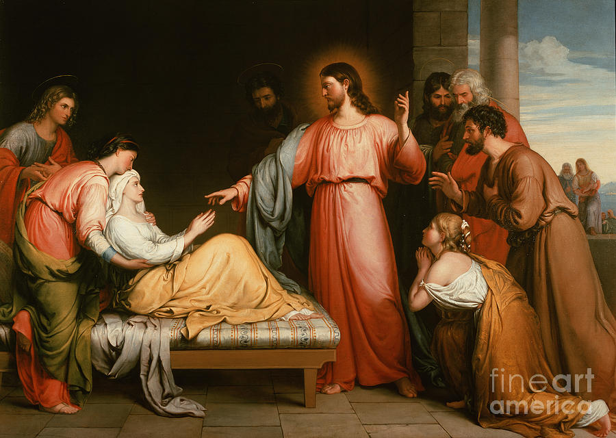 Christ healing the mother of Simon Peter Painting by John Bridges