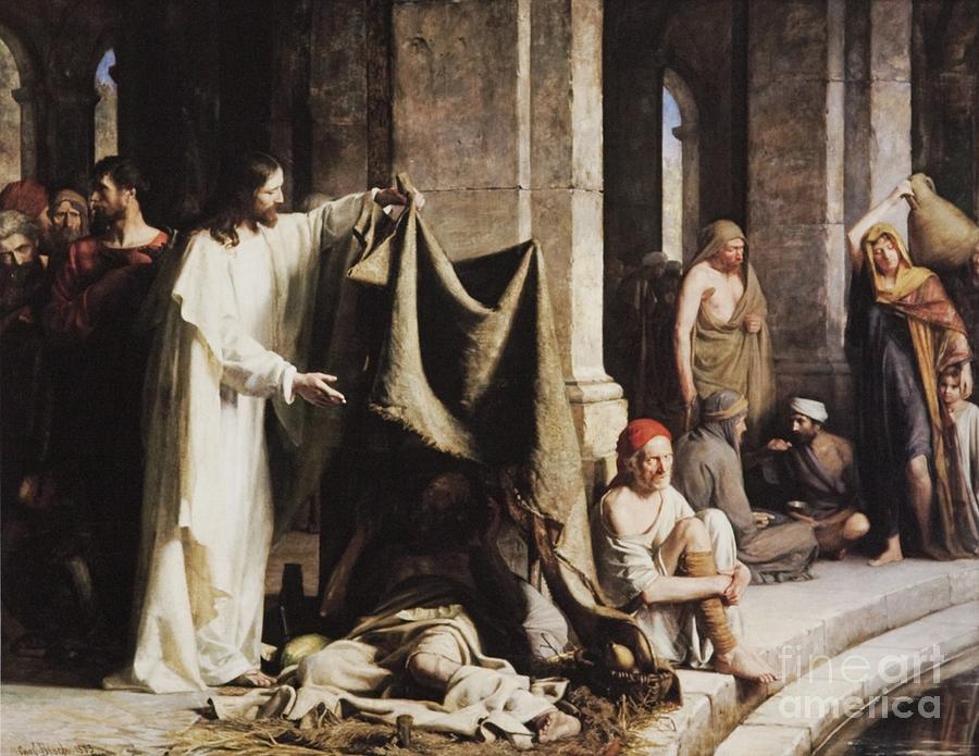 Christ Healing The Sick At The Pool Of Bethesda Painting by Carl Heinrich Bloch