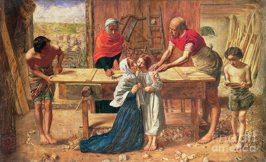 Madonna Painting - Christ in the House of His Parents by JE Millais and Rebecca Solomon