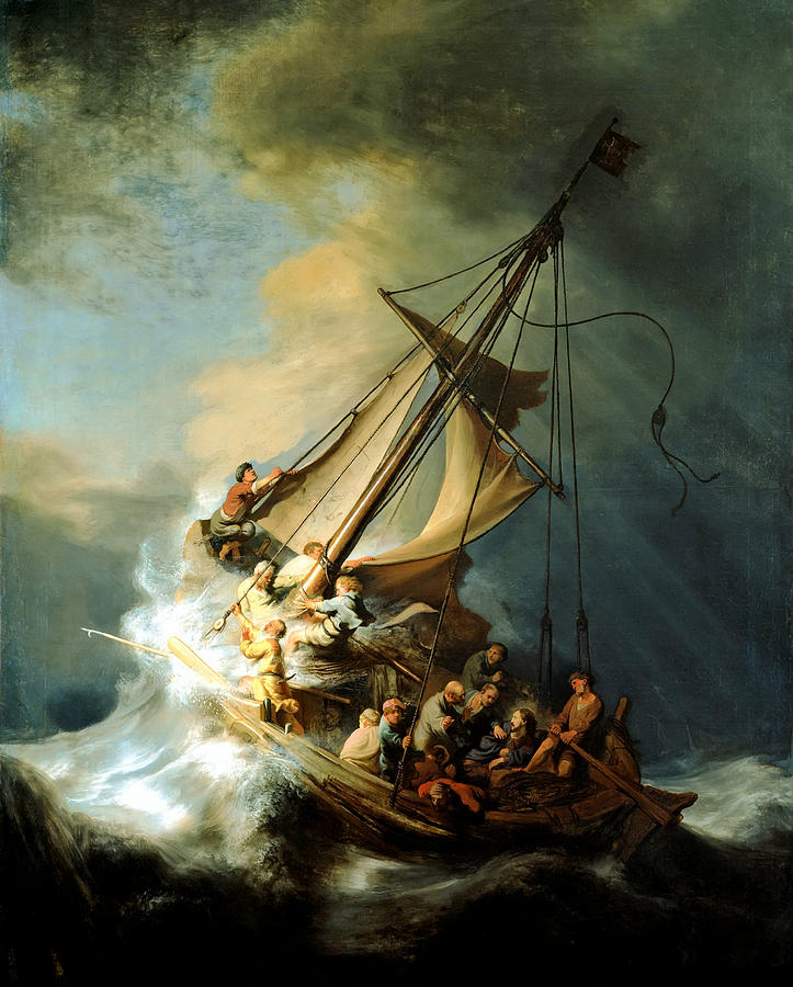 Rembrandt Painting - Christ in the Storm by Rembrandt