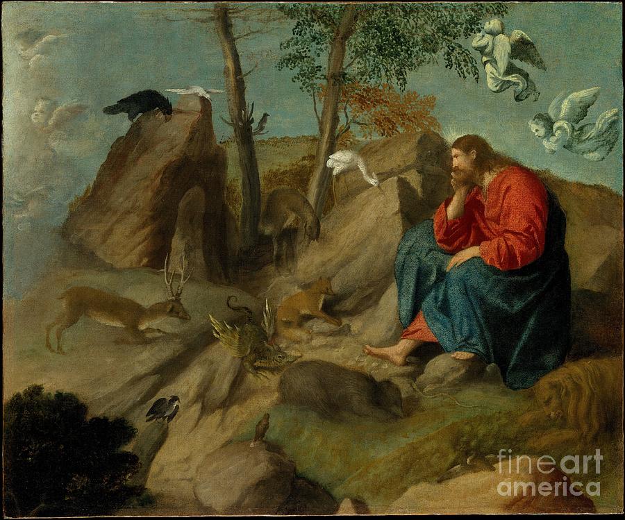 Christ in the Wilderness Painting by Celestial Images