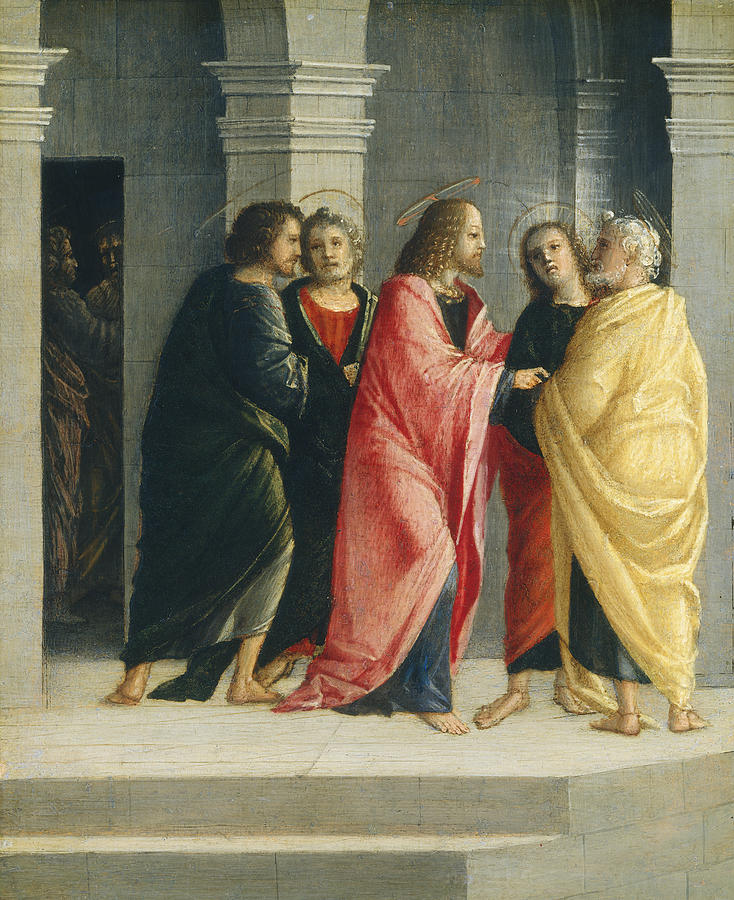 Jesus Christ Painting - Christ Instructing Peter and John to Prepare for the Passover by Vincenzo Civerchio
