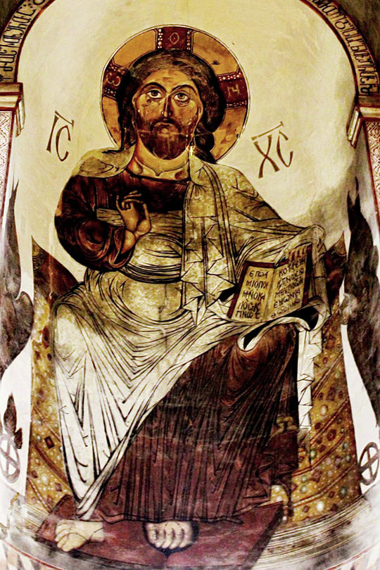 Christ On Fresco Inside Svetitskhoveli Cathedral Photograph by DiDesigns Graphics