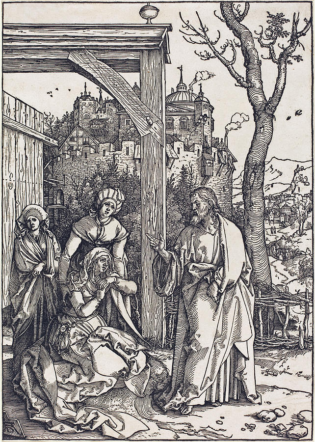 Christ Taking Leave from His Mother Drawing by Albrecht Durer