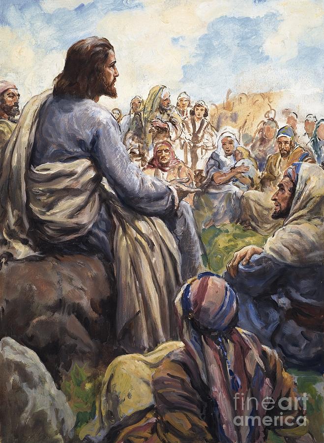 Christ Teaching Painting by English School