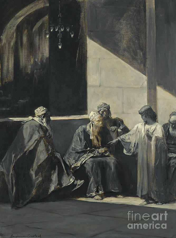 Christ teaching in the temple Painting by Benjamin Constant