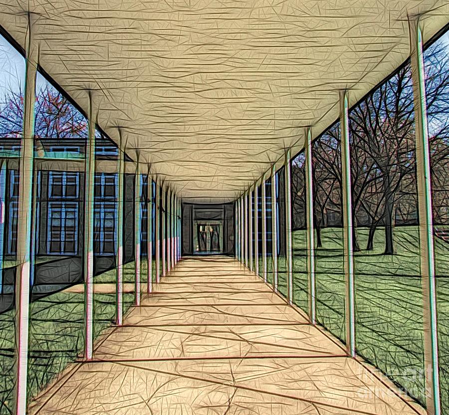 Christ The King Seminary Covered Walkway Abstract Sketch Effect Photograph by Rose Santuci-Sofranko