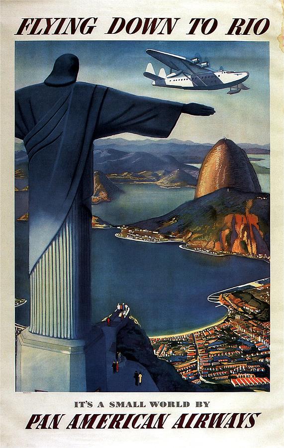 Vintage Photograph - Christ the Redeemer, Rio, Brazil - Pan American Airways - Retro travel Poster - Vintage Poster by Studio Grafiikka