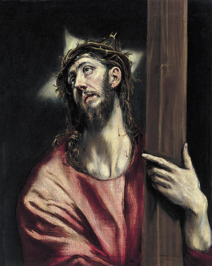 Christ With The Cross Painting by El Greco