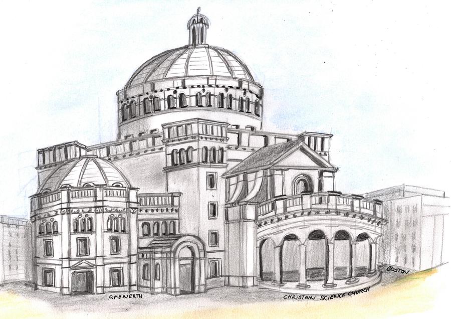Christain Science Church Boston Drawing by Paul Meinerth