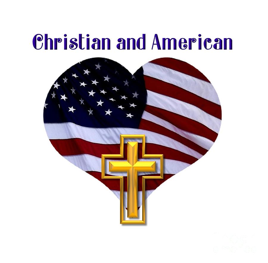 Christian and American Flag with Golden Cross Photograph by Rose Santuci-Sofranko