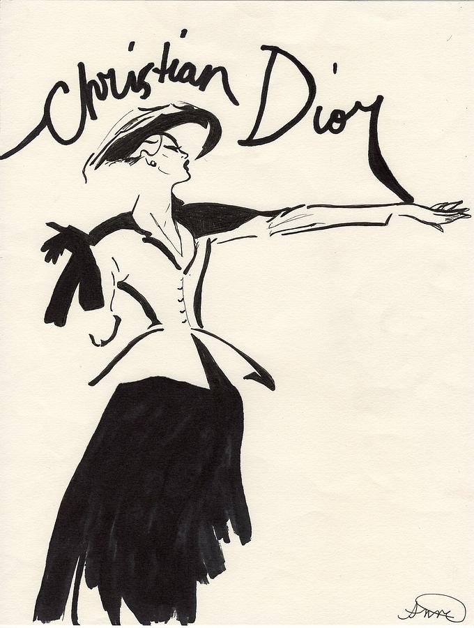 Christian Dior Old Ad Drawing by Allison Stafford