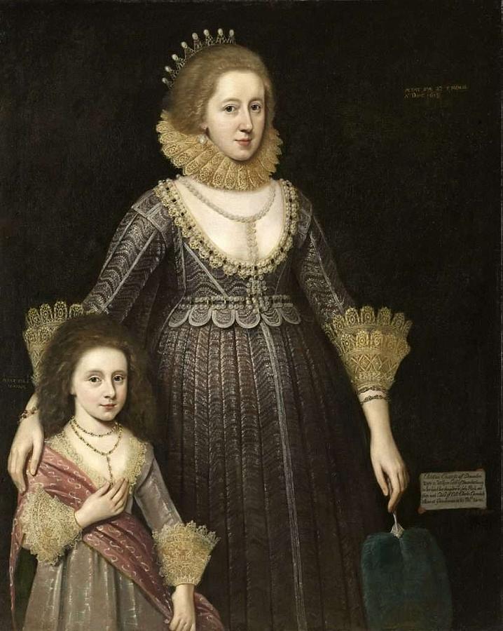 Christian, Lady Cavendish, Later Countess Of Devonshire 1598-1675, And Her Daughter By Paul Van So Painting