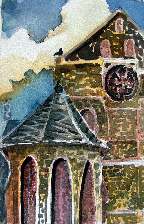 Cathedral Painting - Cantebury Cathedral, Christian Well by Mindy Newman