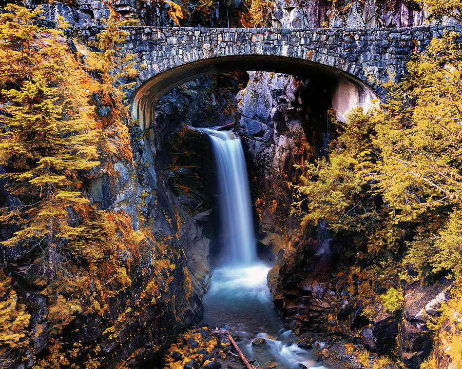 Christine Falls - Mount Rainer National Park - Indian Summer Photograph by Stephen Stookey
