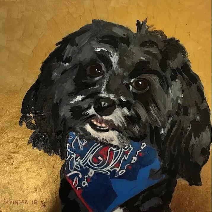 Christines dog Painting by Gary Springer