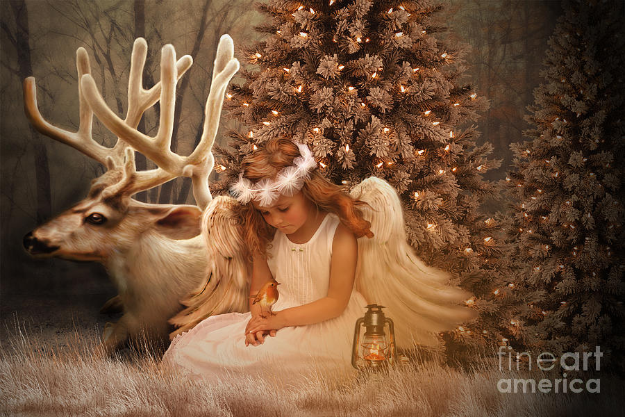 Fantasy Digital Art - Christmas Angel by Babette Van den Berg