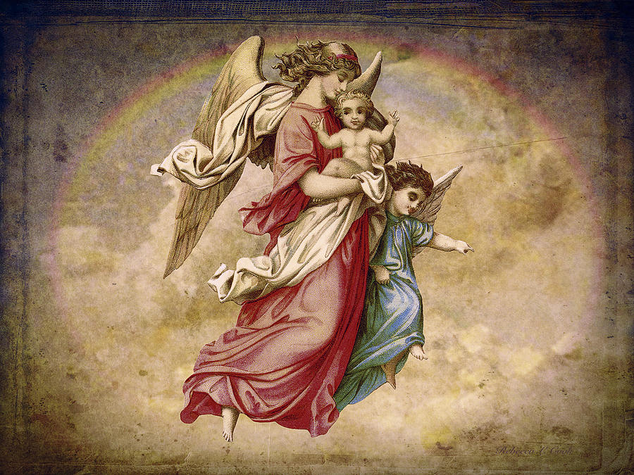 Christmas Digital Art - Christmas Angels and Baby by Bellesouth Studio