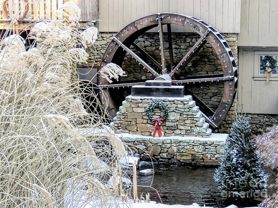 Christmas at the Grist Mill Photograph by Janice Drew
