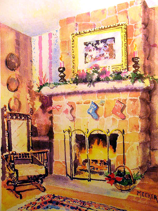 Watercolor Painting - Christmas at Visages by Bill Meeker