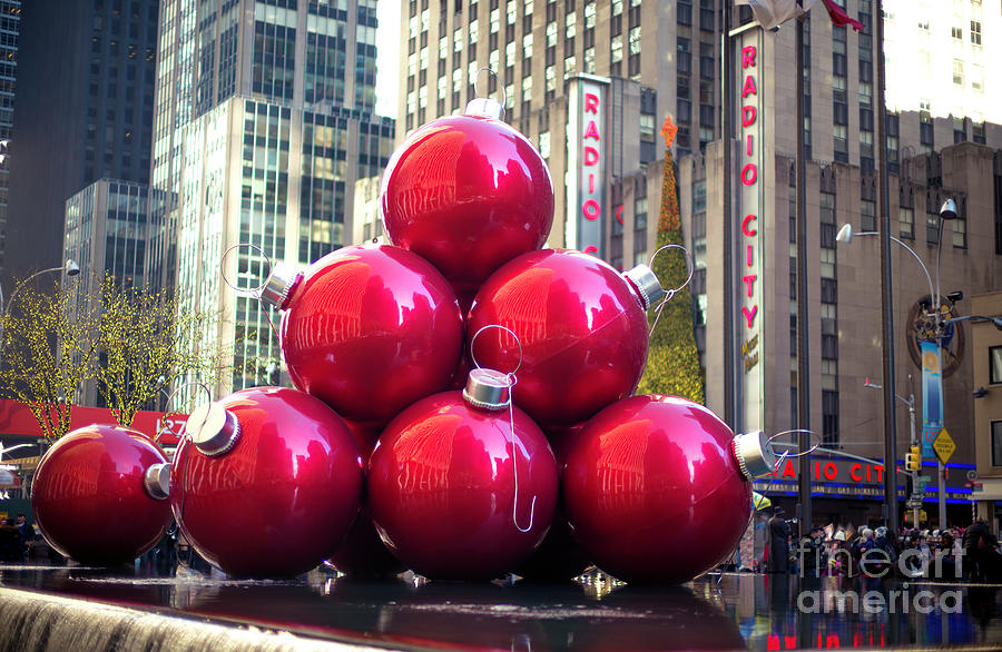 Christmas Balls at Rockefeller Center New York City Photograph by John