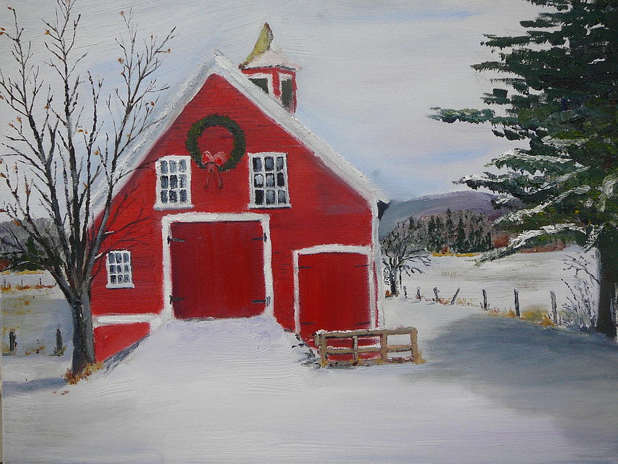 christmas barn painting