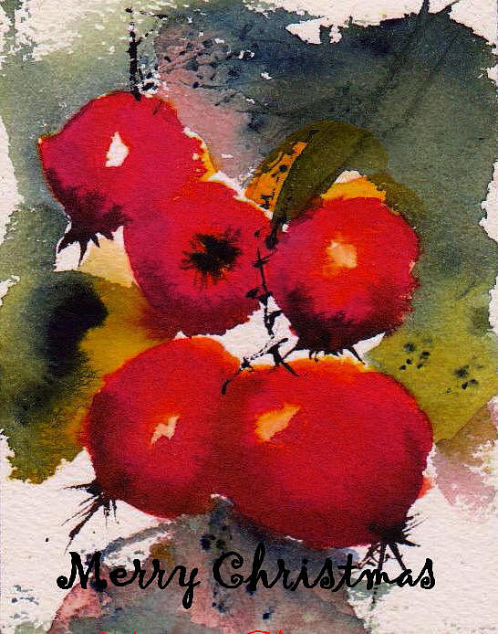 Christmas Berries Painting by Anne Duke
