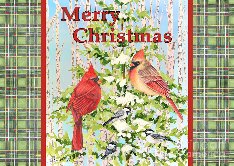 Christmas Birds-JP3302 Painting by Jean Plout