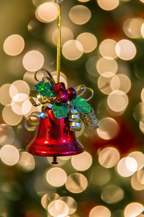 Christmas Bokeh Bell Photograph by Bill and Linda Tiepelman