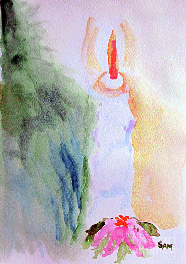 Christmas Candle 1 Painting by Sandy McIntire