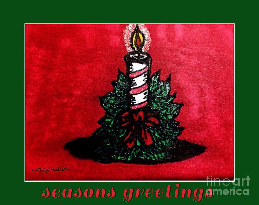   Christmas candle  seasons greetings Mixed Media by MaryLee Parker