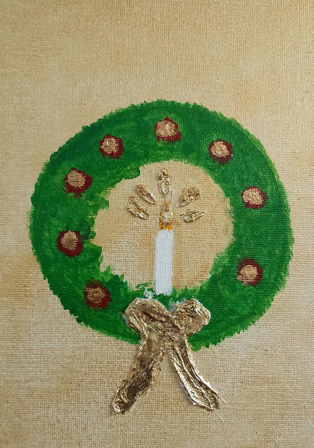 Christmas Painting - Christmas Candle Wreath by Judy Jones