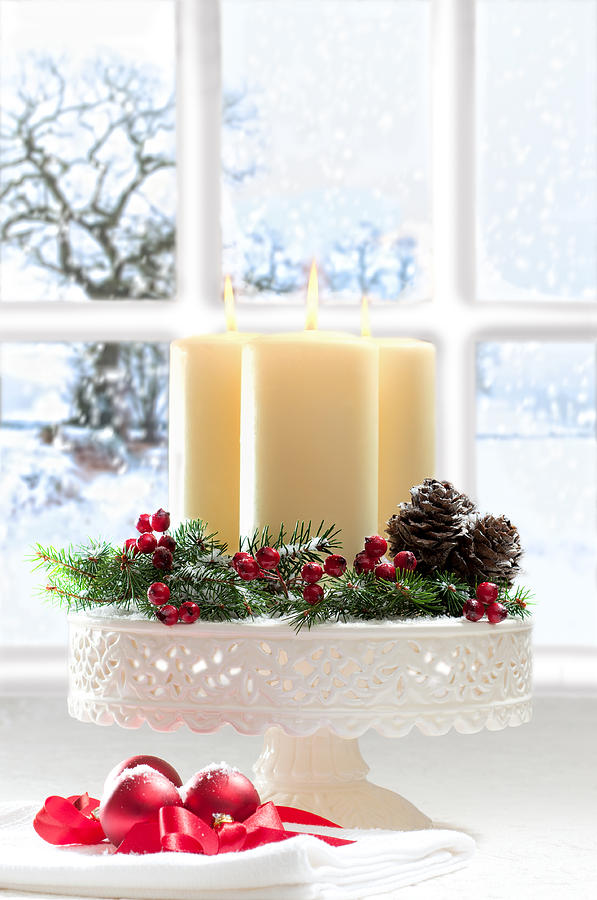 Christmas Photograph - Christmas Candles Display by Amanda Elwell