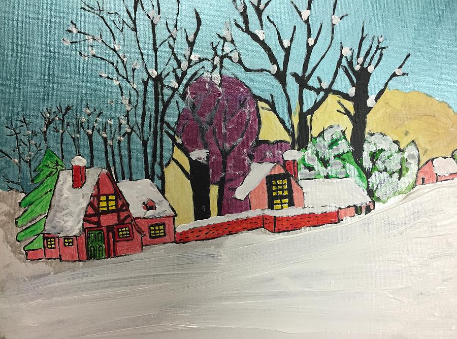 Christmas Card Painting by Paula Brown