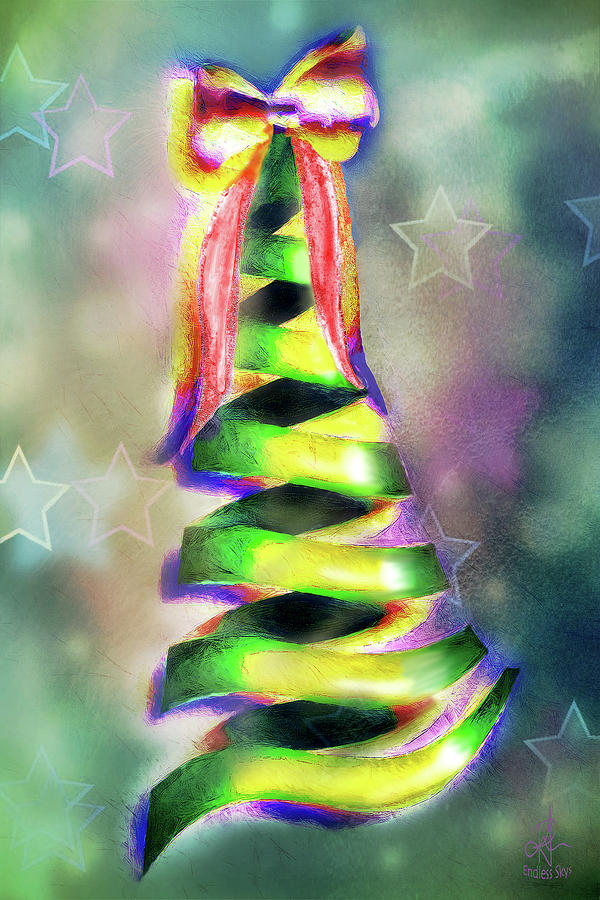 Christmas Card - Ribbon Tree Digital Art by Pennie McCracken